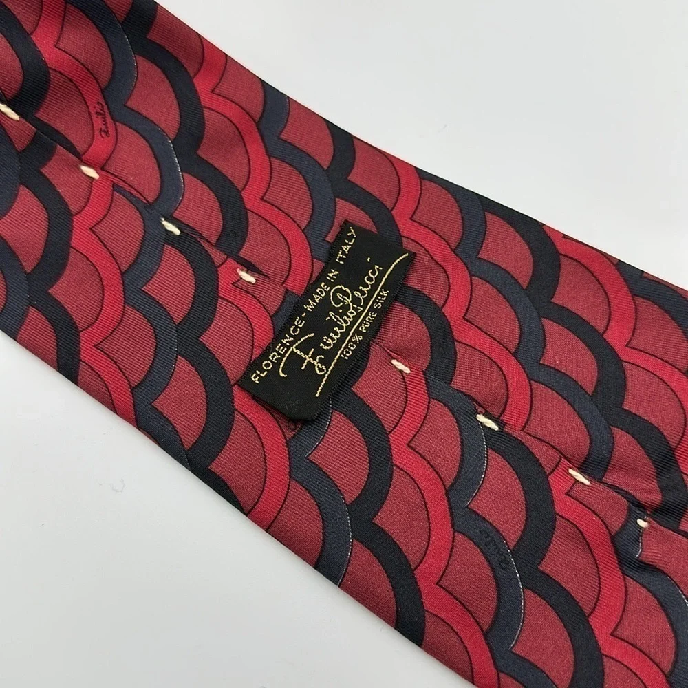 Emilio Pucci Vintage Tie Red Black 56” Long